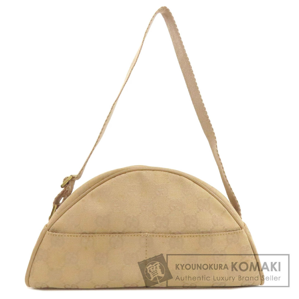 Gucci GG canvas half moon shoulder bag beige monogram leather Brown
